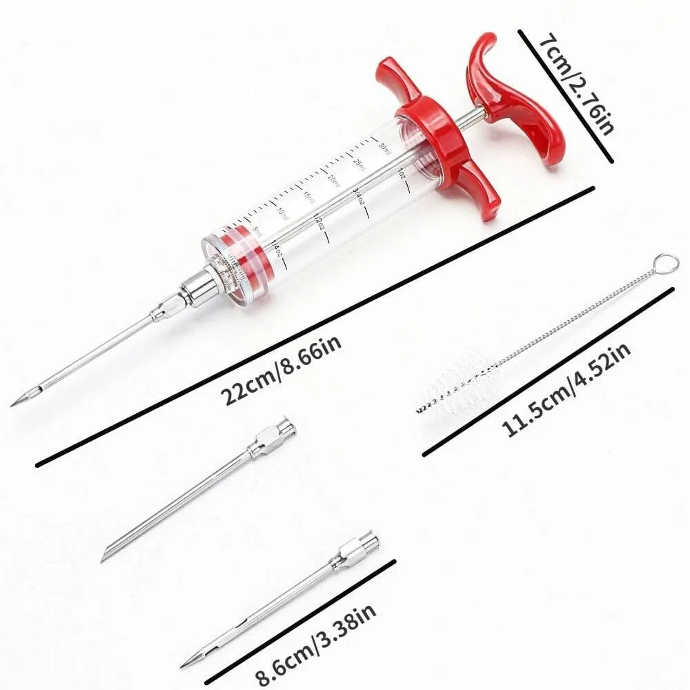 FLAVORYX Marinade Injector | Meat Injector for BBQ & Roasts | With Stainless Steel Needles for Liquid & Spice Marinades | 60 ml Volume