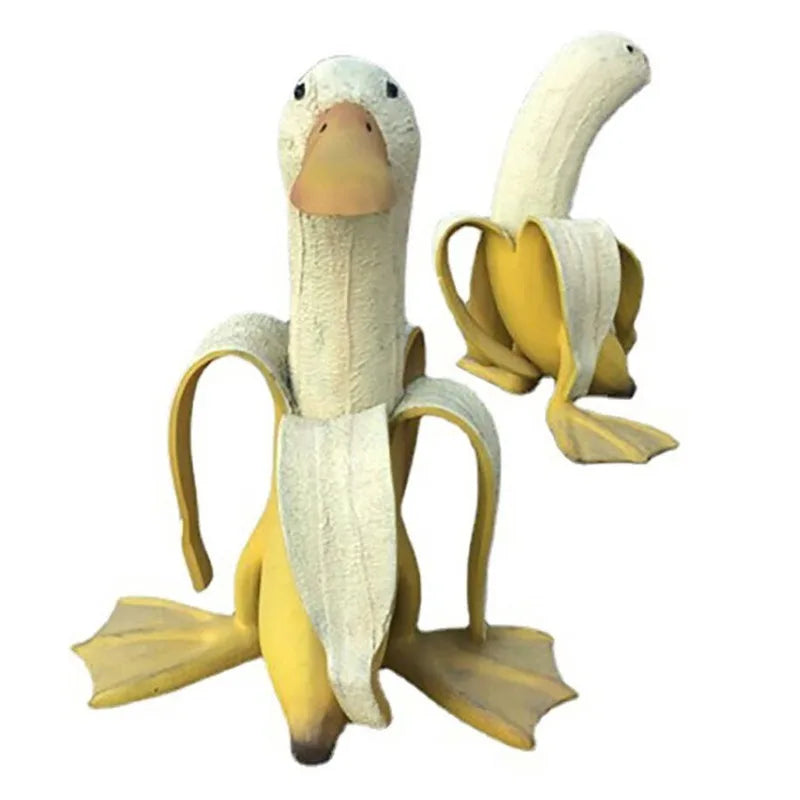BananaDuck Sculpture Quaki | Funny Garden Decoration | Weatherproof Resin | 17 cm