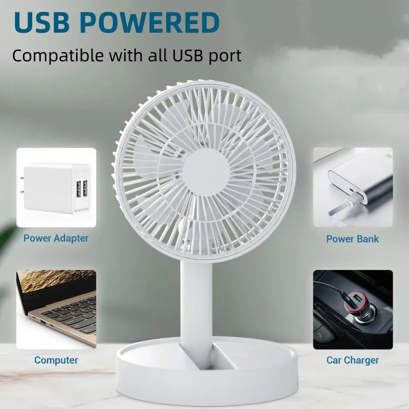 Folding Fan AeroFold | 4-Level USB Fan with Timer | Compact & Quiet | For Indoor & Outdoor Use