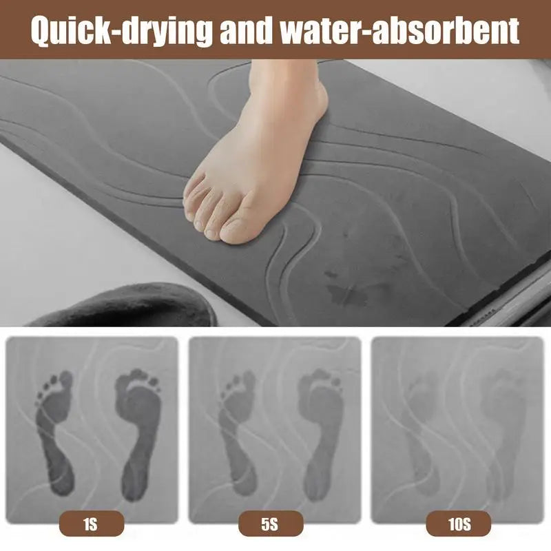 Drysera Bath Mat | Stone Look Bath Mat | Quick Drying & Non-Slip | 40 × 60 cm | Diatomite & Rubber