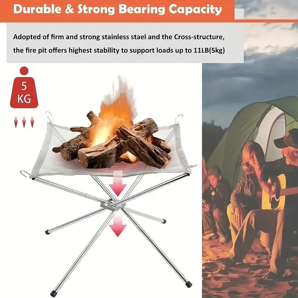 FlameFold | Portable Stainless Steel Fire Pit | Foldable & With Carry Bag | Ø 42 cm