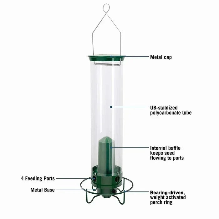 Aviron Bird Feeder with Anti-Squirrel Protection | Spinning Mechanism | 4 Feeding Openings | 2.27 kg Capacity