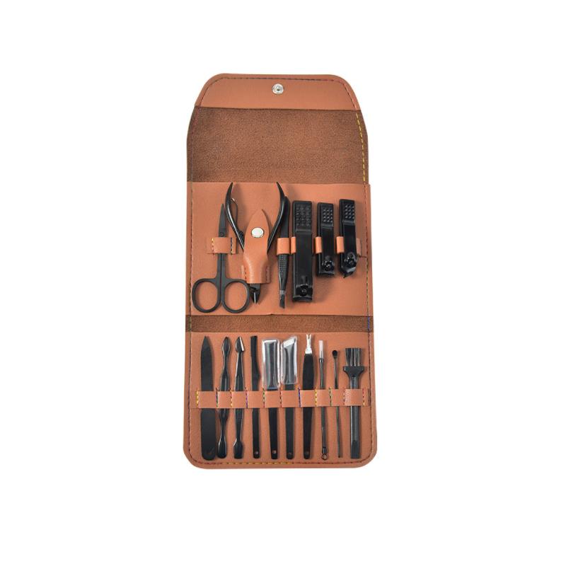 PureNail Pro | Maniküre-Set 16-teilig | Edelstahl Nagelpflege-Set | PU-Leder Etui | Für Hände, Füße & Gesicht