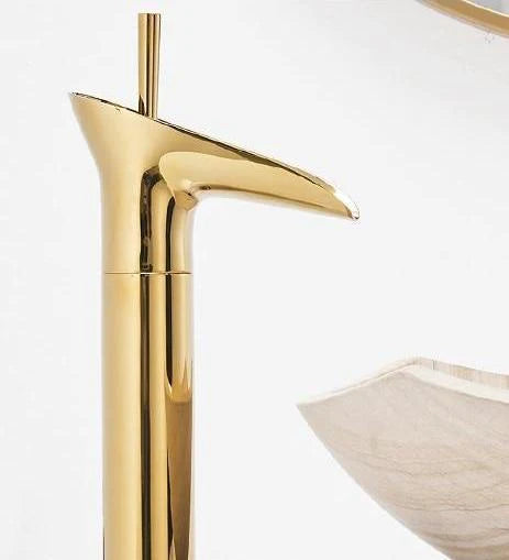 AquaVintura Antique Waterfall Basin Faucet | Brass Mixer Tap with Single Lever | Hot & Cold Water | Bronze Finish