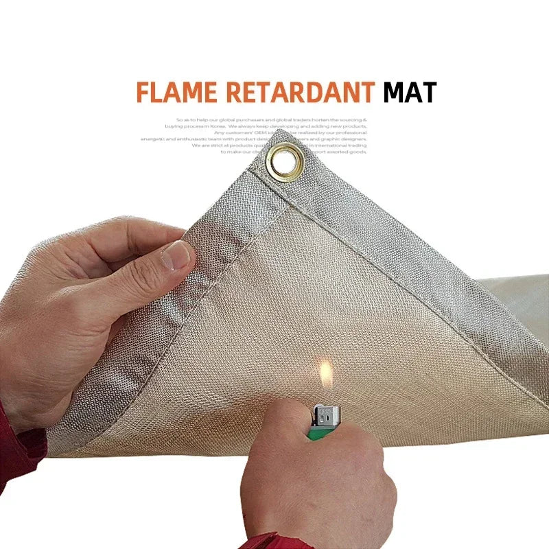 CampVita Fire Protection Camping Mat | Heat Resistant & Fireproof | Ideal for Grill & Campfire | Fiberglass Beige
