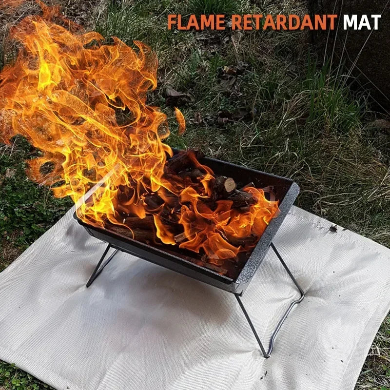 CampVita Fire Protection Camping Mat | Heat Resistant & Fireproof | Ideal for Grill & Campfire | Beige Fiberglass