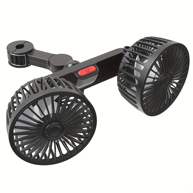 Dual Fan AirTrek Duo | 360° Rotatable | Ultra-Quiet & Compact | USB Car Fan with 5 Blades