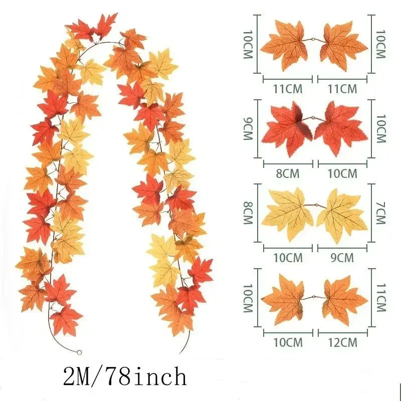 Aurelia Autumn Garland | Artificial Maple Leaf Wreath | 200 cm | Decoration for Home & Garden