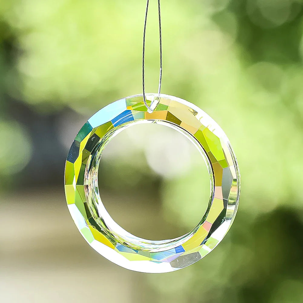 Crystal Suncatcher LumiRing 50 | Ø 50 cm | Glass Prism for Windows, Garden & Decoration | Rainbow Catcher for Light Effects