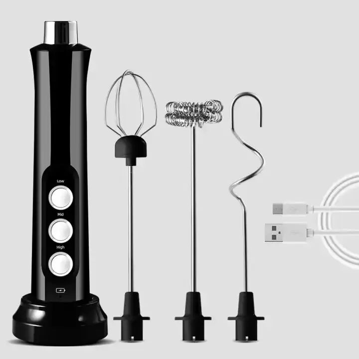 Foamix Electric Milk Frother | Cordless & USB Rechargeable | 3 Speeds | For Latte, Cappuccino & Cocoa