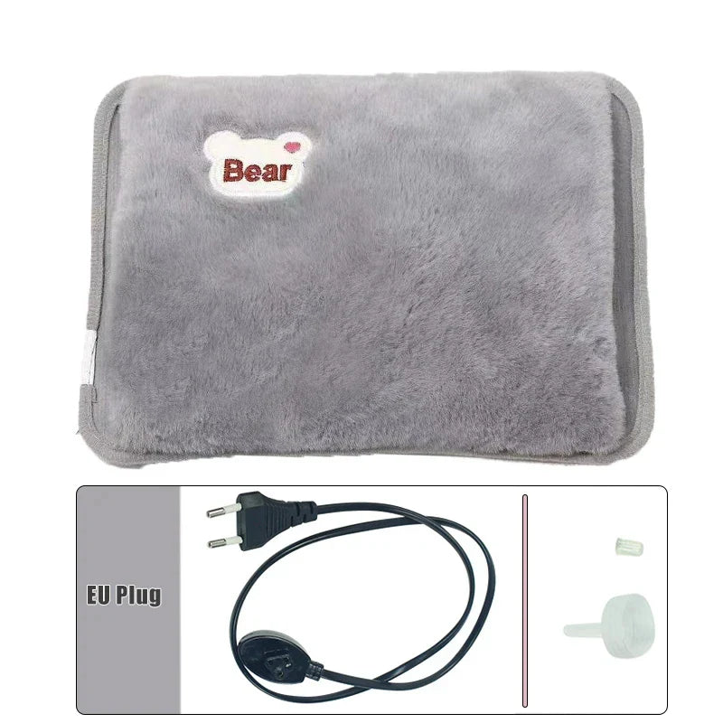 Electric Hot Water Bottle HeatHug | Rechargeable Hand & Body Warmer | Plush Rabbit Fur Material | Safe & Explosion-Proof