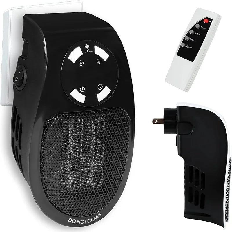 EcoHeat Plug-in Fan Heater | Energy Efficient & Quiet | Digital Thermostat & Timer | EU Plug