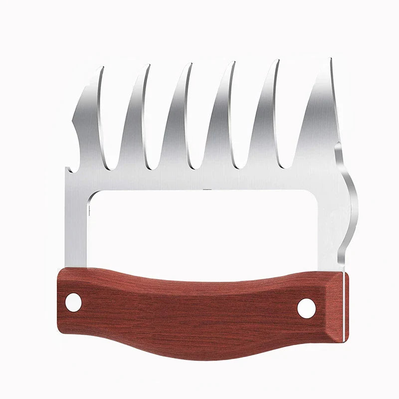 GrillWilde BBQ Meat Claws Made of Stainless Steel | With Wooden Handle & Bottle Opener | Ideal for Pulled Pork, Chicken & Grilled Meat