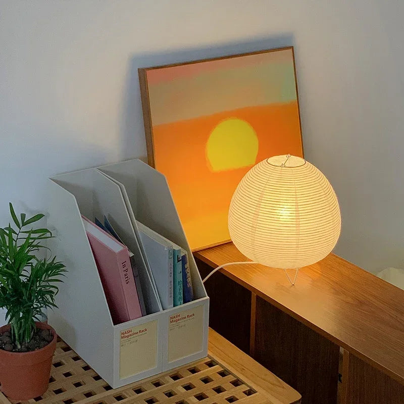 HIKARI – Japanese LED Table Lamp made of Rice Paper, 21 × 23 cm, Decorative & Stylish