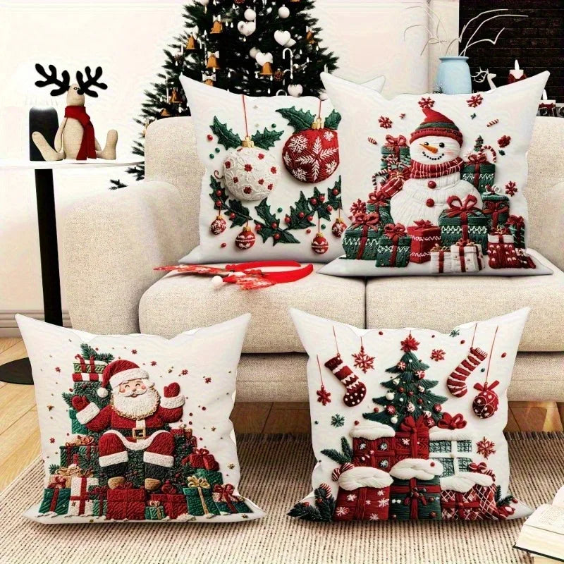 Frohnest | Christmas Pillowcase | Santa · Snowman · Christmas Tree · Baubles | Various Sizes | Festive Sofa Decor