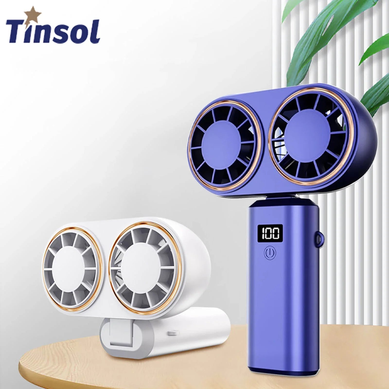 AerisCool Hand Fan Dual-Fan | 5-Level Cooling | Rechargeable & Digital Display