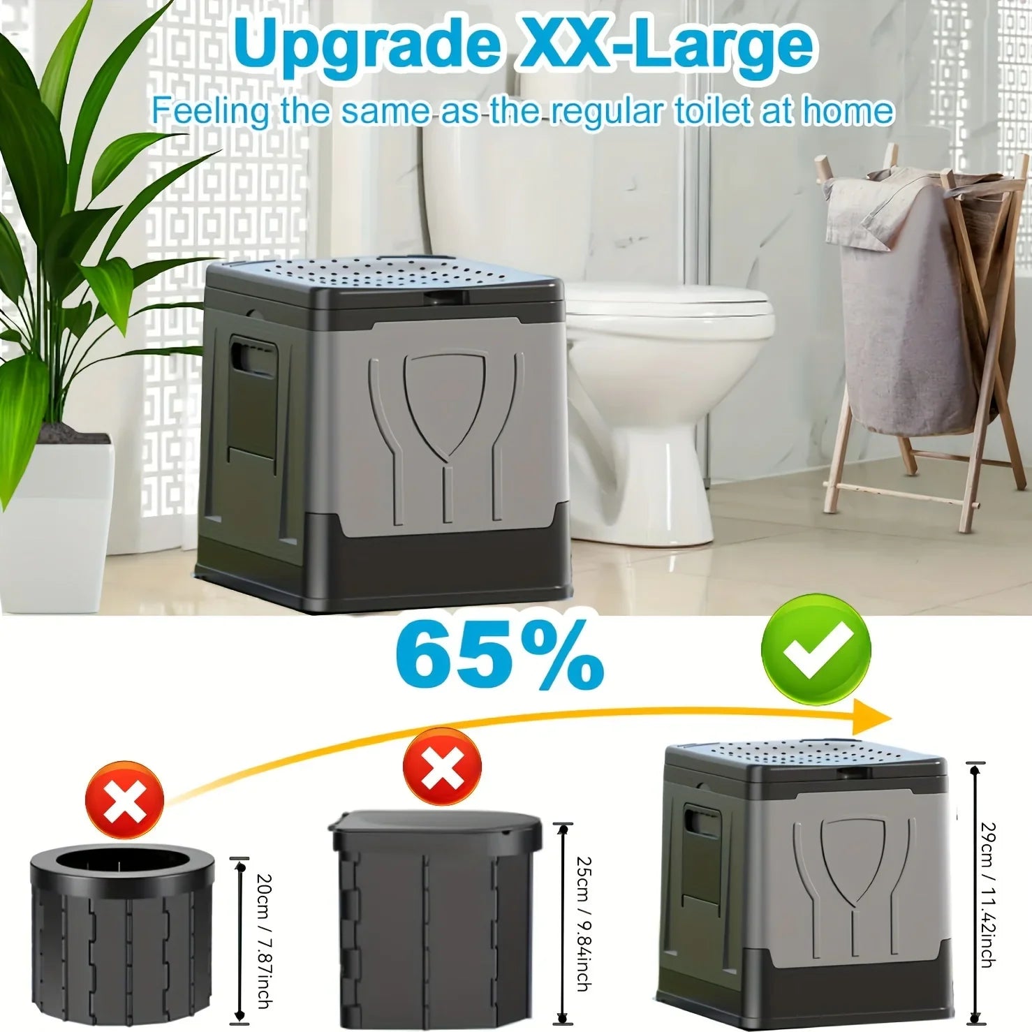 Foldable Camping Toilet Camploo XL | Portable with Lid | Extra Large & Stable | For Outdoor, Travel & Boat