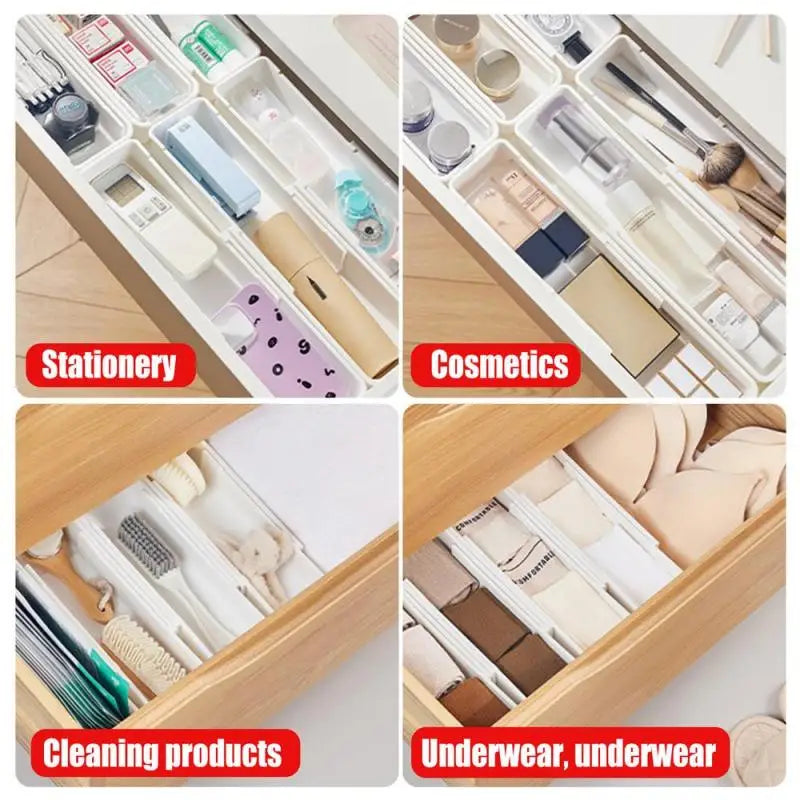FlexiSort Cutlery Tray | Extendable Cutlery Organizer | Flexible & Space-Saving | White