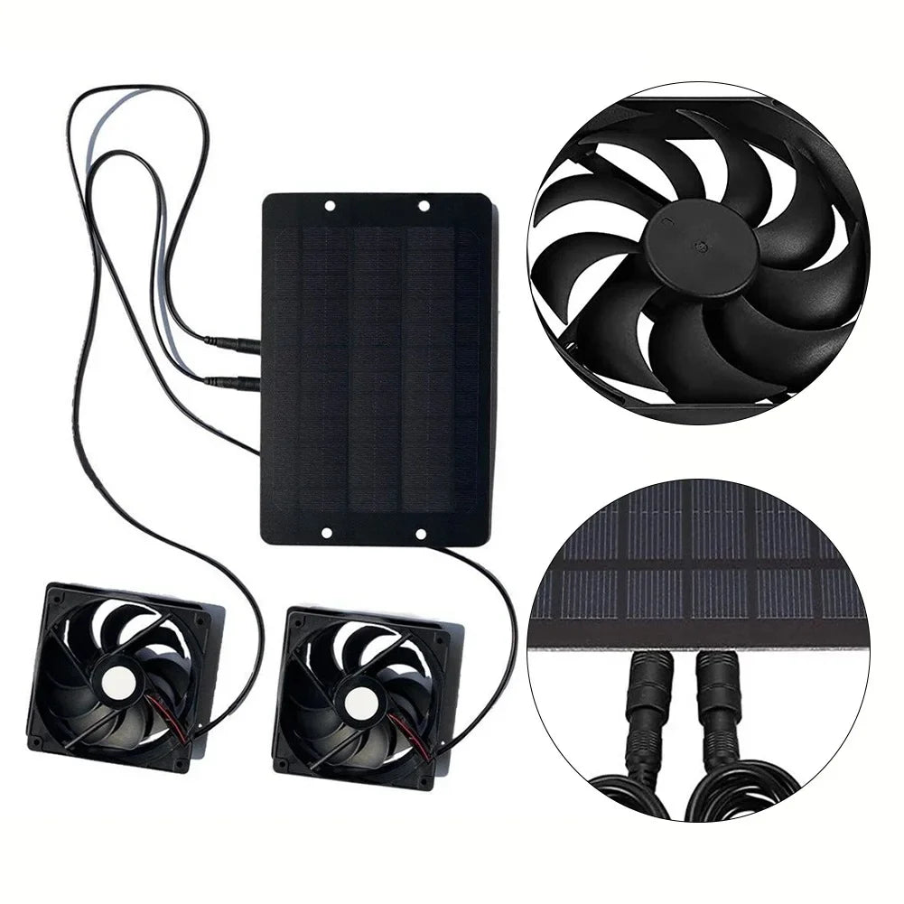 AirSol Duo Ventilation System | Solar-Powered Dual Exhaust Fans | 10W | For Greenhouse, Animal Shelter & Outdoor Applications