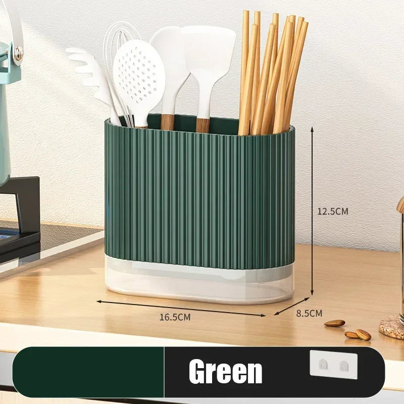 Cutlery Organizer Duo | Wall-Mountable Cutlery Holder | No Drilling | Drip Function | 16.5 × 8.5 × 12.5 cm
