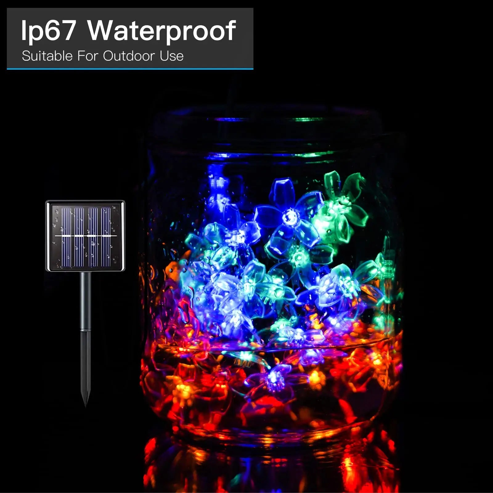 Floriva Solar String Lights Outdoor | Flower Design | 8 Modes | IP65 Waterproof | Warm White & RGB | 5 m / 7 m / 12 m