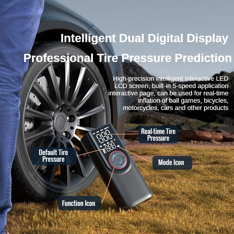 Digital Cordless Air Pump AirSure Pro | 150 PSI | 6000 mAh Power Bank | LED Light & Automatic Stop | For Car, Bicycle, Ball & More