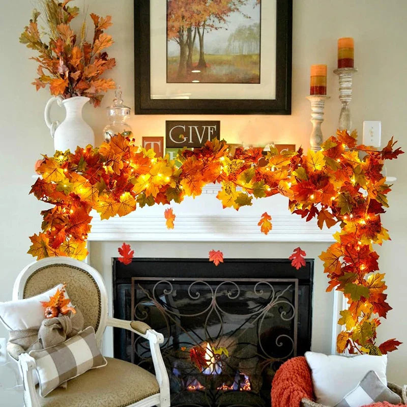 Aurelia Autumn Garland | Artificial Maple Leaf Wreath | 200 cm | Decoration for Home & Garden