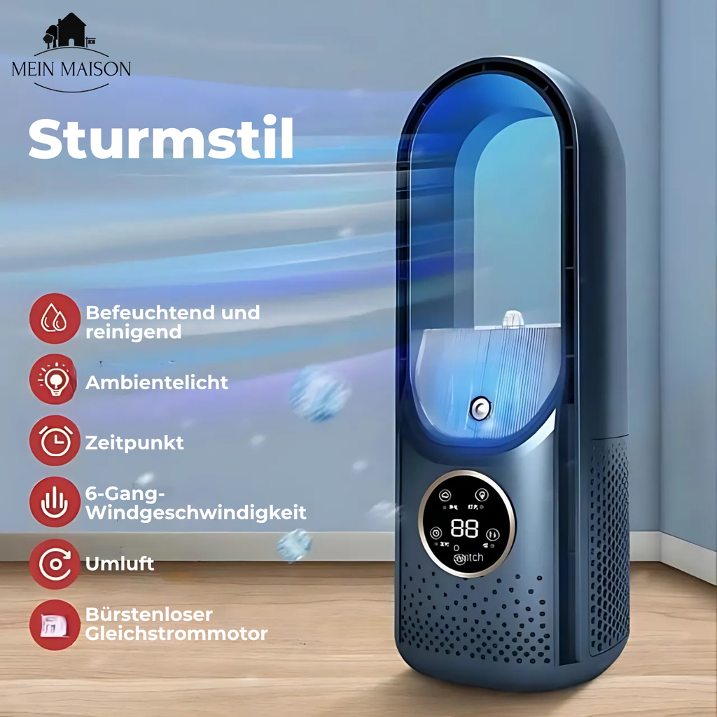 Airevo Air Cooler | Bladeless USB Fan | 6 Levels | Quiet & With Timer | Air Humidification