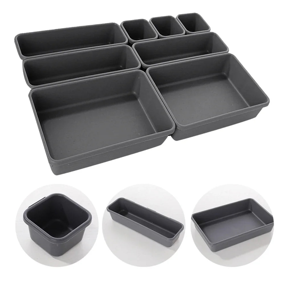 Flexorra Drawer Organizer Set | 8 Pieces | Adjustable Compartments | For Bathroom, Kitchen & Jewelry
