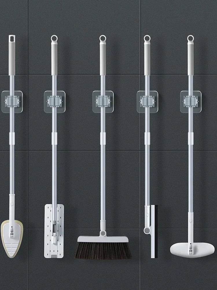 FixoGrip Mop Holder | Self-Adhesive & Waterproof | Wall Mount Without Drilling | Set of 4