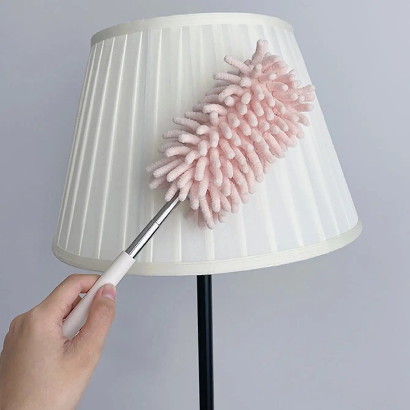 DUSTELLA Telescopic Dust Duster | Extendable to 80 cm | Microfiber Chenille & Stainless Steel Handle – For Ceilings, Furniture & Corners