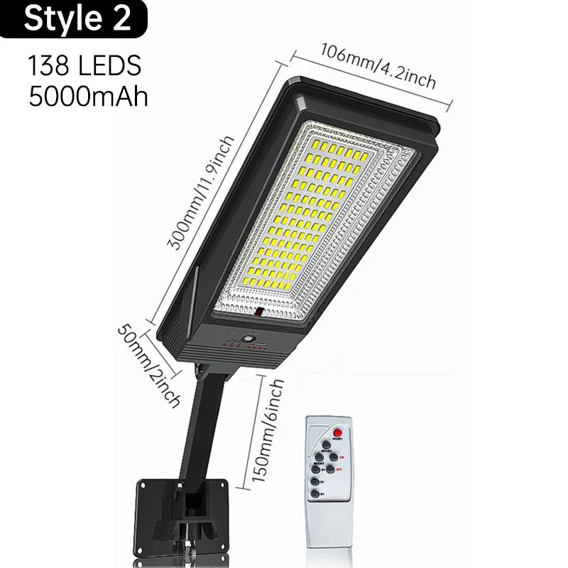Heliotrax Solar Street Lamp with Remote Control | 138 LEDs | 3 Light Modes | IP65 Waterproof | For Garden, Driveway & Yard