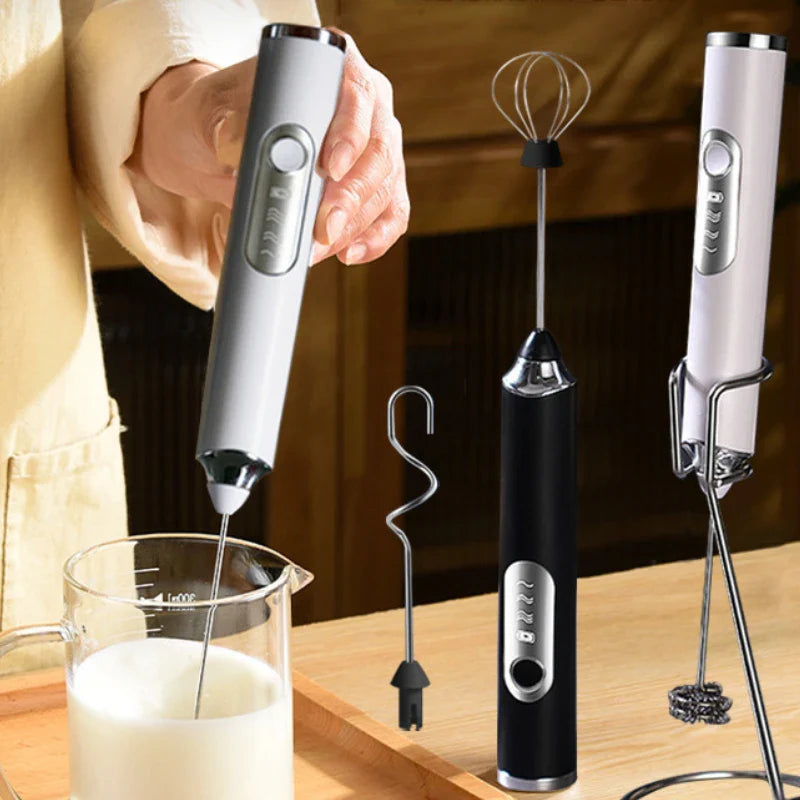 CREMIX Electric Milk Frother & Mixer | 3 Speeds | Double Stainless Steel Attachment | USB Charging