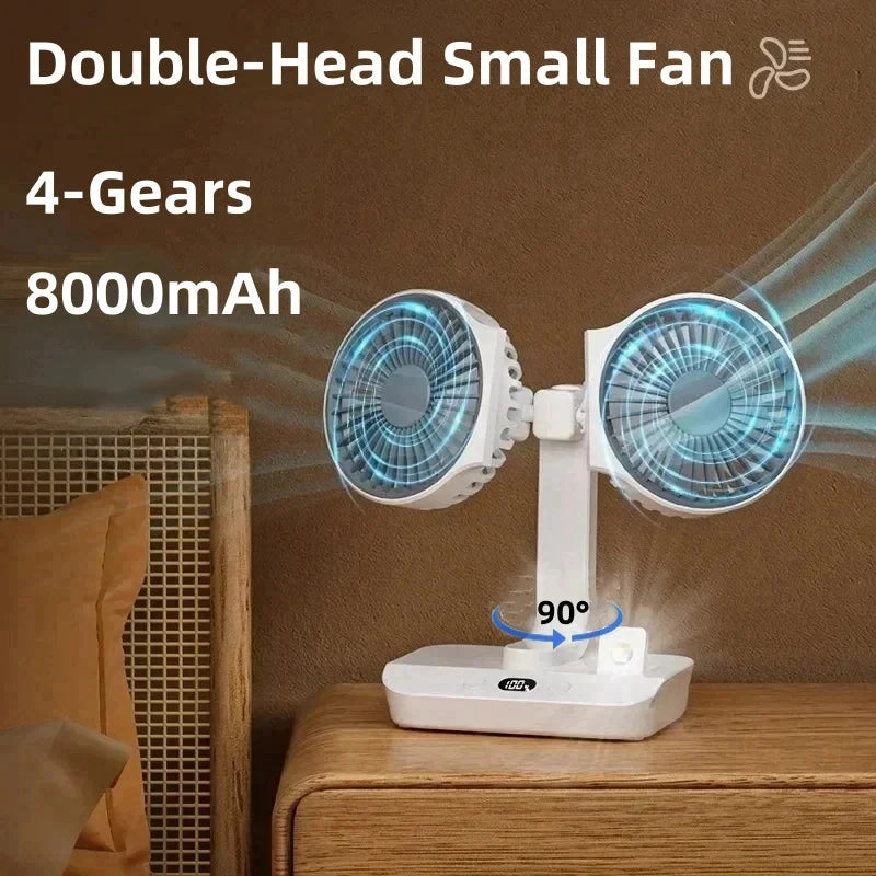 Brisano Table Fan Cordless | 8000mAh Battery | 90° Oscillating & 4-Speed Wind | LED Display & USB Charging