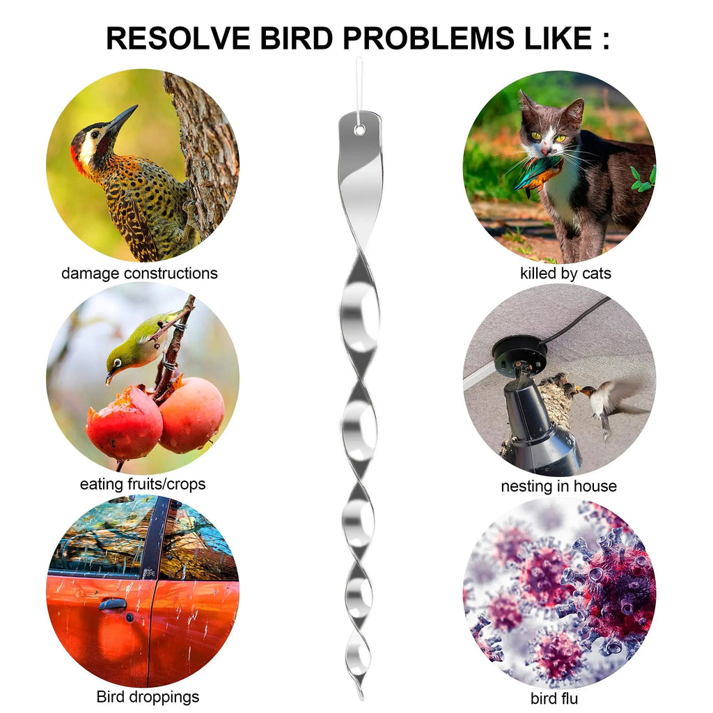 Bird Deterrent Spinning Rods BirdGuard Reflect Set of 12 | 30 cm | Reflective Garden Decoration | Repels Birds & Protects Fruits, Vegetables & Beds