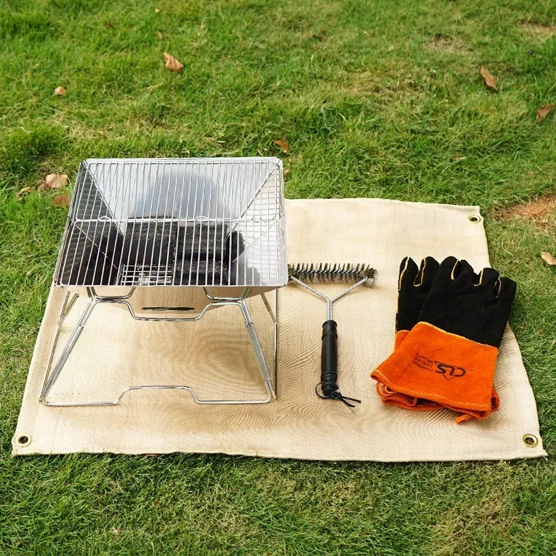 CampVita Fire Protection Camping Mat | Heat Resistant & Fireproof | Ideal for Grill & Campfire | Beige Fiberglass