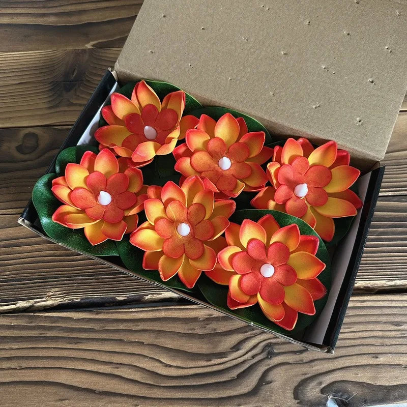 Floating Lotus Lamp LUMILYA | LED Water Sensor | Warm White Light | For Pond, Garden & Parties