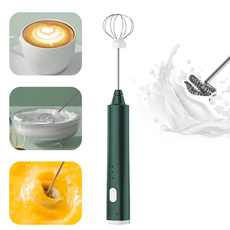 FROTHORIA Electric Milk Frother & Mixer | Rechargeable | 3 Speeds | 2 Attachments