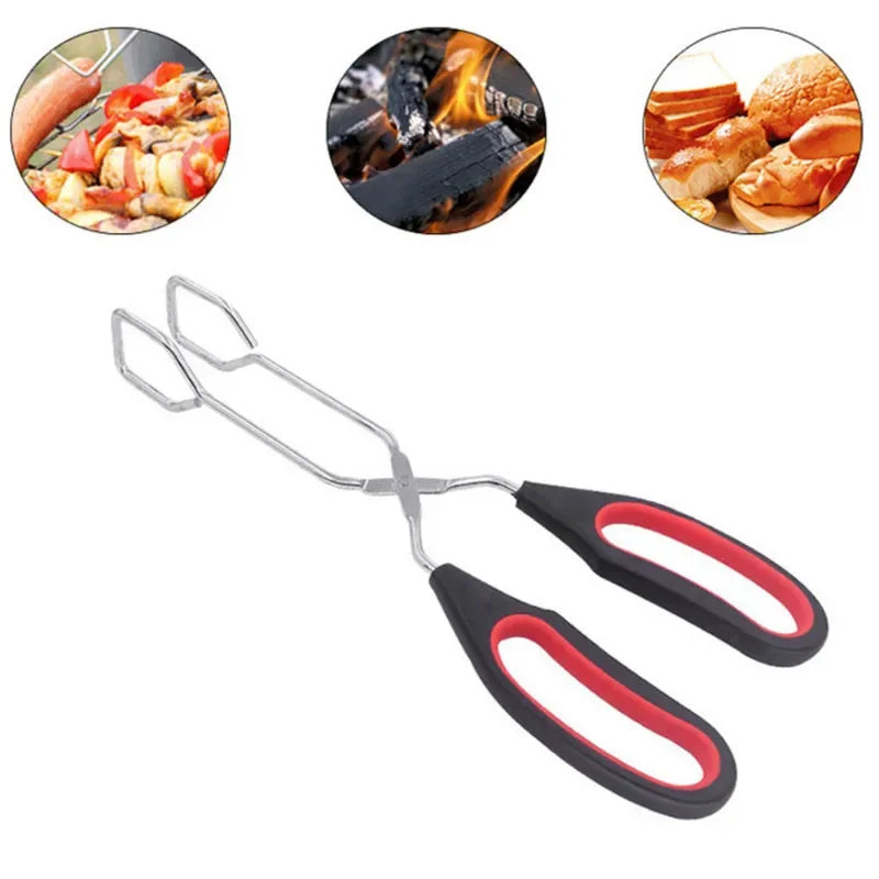 Gripflame Grill Tongs with Scissor Handle | 9/11/12 Inch | Heat Resistant & Non-Slip | BBQ Tongs for Meat, Bread & Vegetables | Ideal for Grill, Kitchen & Outdoor