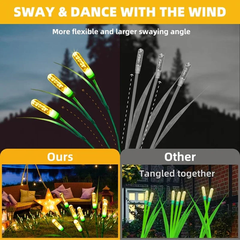 Lumireed | Solar-Gartenleuchten im Schilfdesign | 2er-Set | Warmweiß oder Bunt | IP65 Wasserdicht