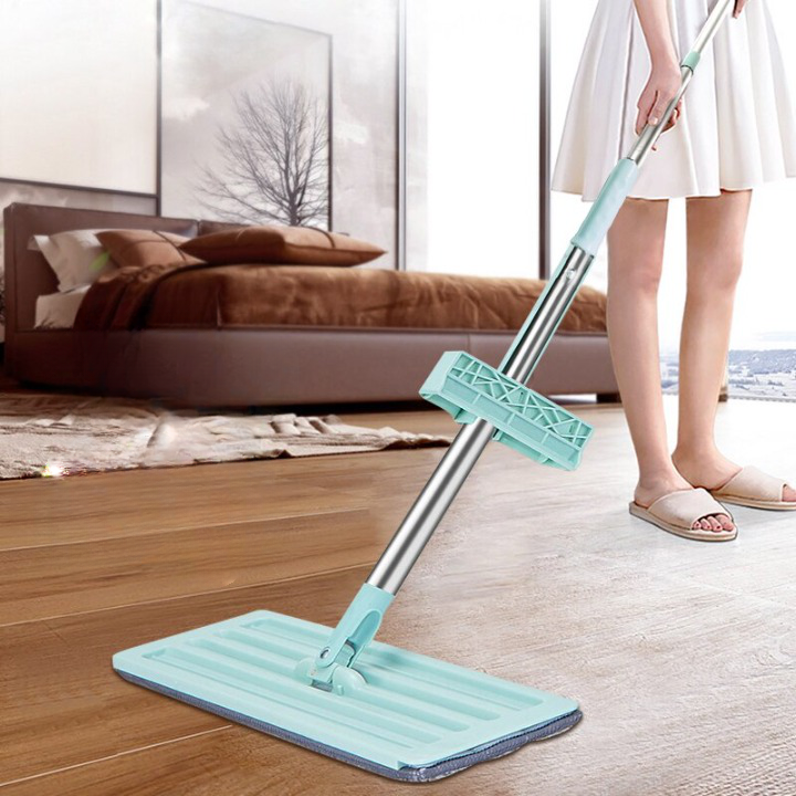 Floor Mop FlexiWisch EasyMop | With Pivot Wringer Function | 2 Washable Pads | Lightweight & Compact | Usable Without Bucket