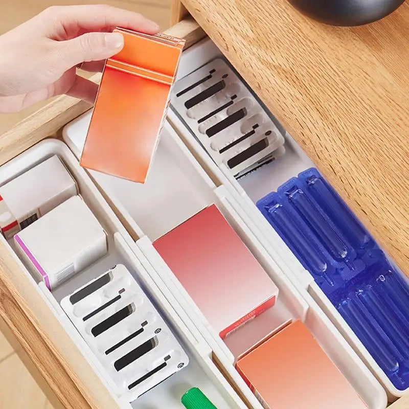 FlexiSort Cutlery Tray | Extendable Cutlery Organizer | Flexible & Space-Saving | White
