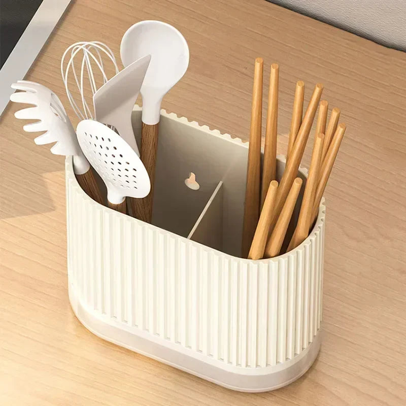Cutlery Organizer Duo | Wall-Mountable Cutlery Holder | No Drilling | Drip Function | 16.5 × 8.5 × 12.5 cm