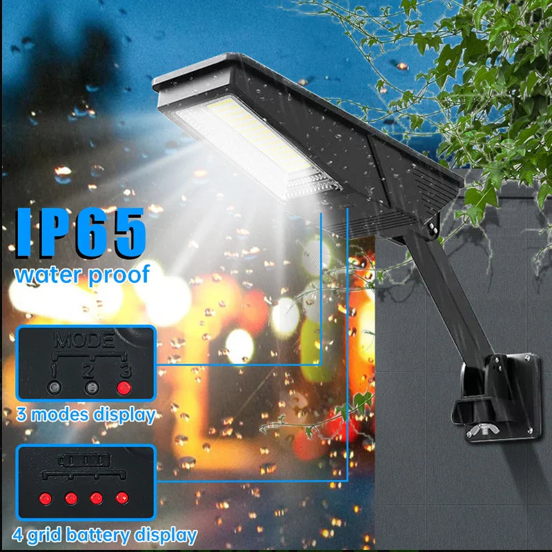 Heliotrax Solar Street Light with Remote Control | 138 LEDs | 3 Lighting Modes | IP65 Waterproof | For Garden, Driveway & Yard