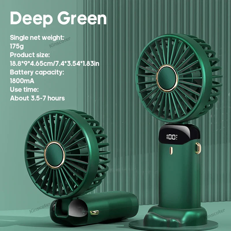 AERIONIQ 3-in-1 Mini Fan | LED Display | 5 Levels | Battery with Powerbank Function | Portable & Standable