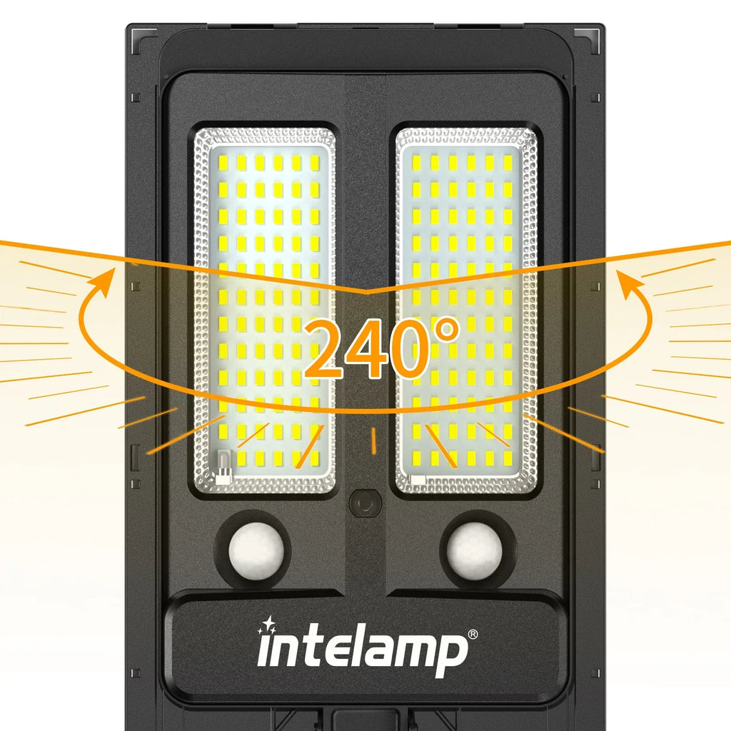 HelionGuard ProLight 12000 Solar LED Floodlight with Remote Control | Motion Sensor up to 30 m | 3000 lm | IP65 | For Garden, Garage & Yard Lighting