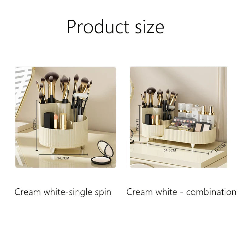 Clearlyn SpinBox Rotatable Makeup Organizer made of Plastic | Cosmetic Box with Compartments | 360° Rotating & Space-Saving | Acrylic Look