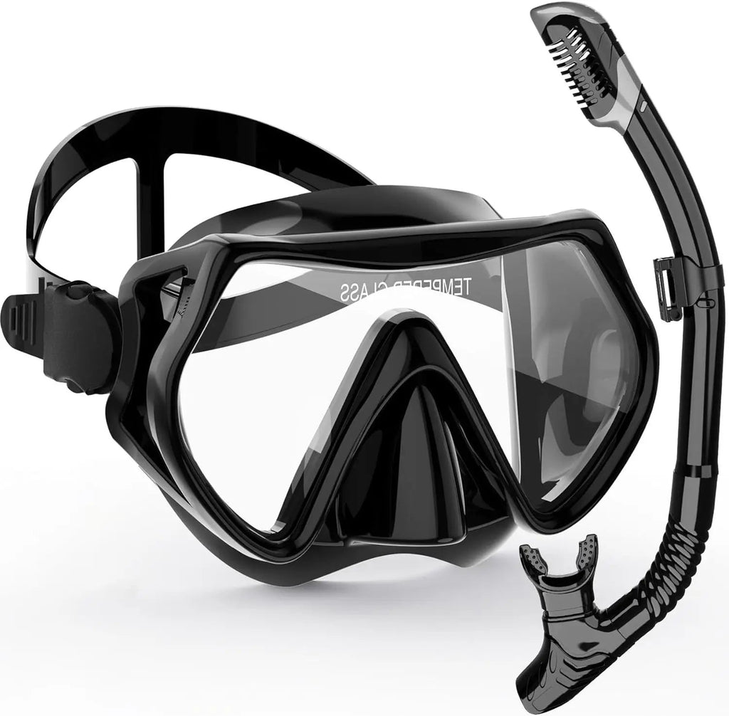 AquaVision Snorkel Mask Set for Adults | Anti-Fog & Impact-Resistant | Silicone Seal & Dry Snorkel | 180° Field of View