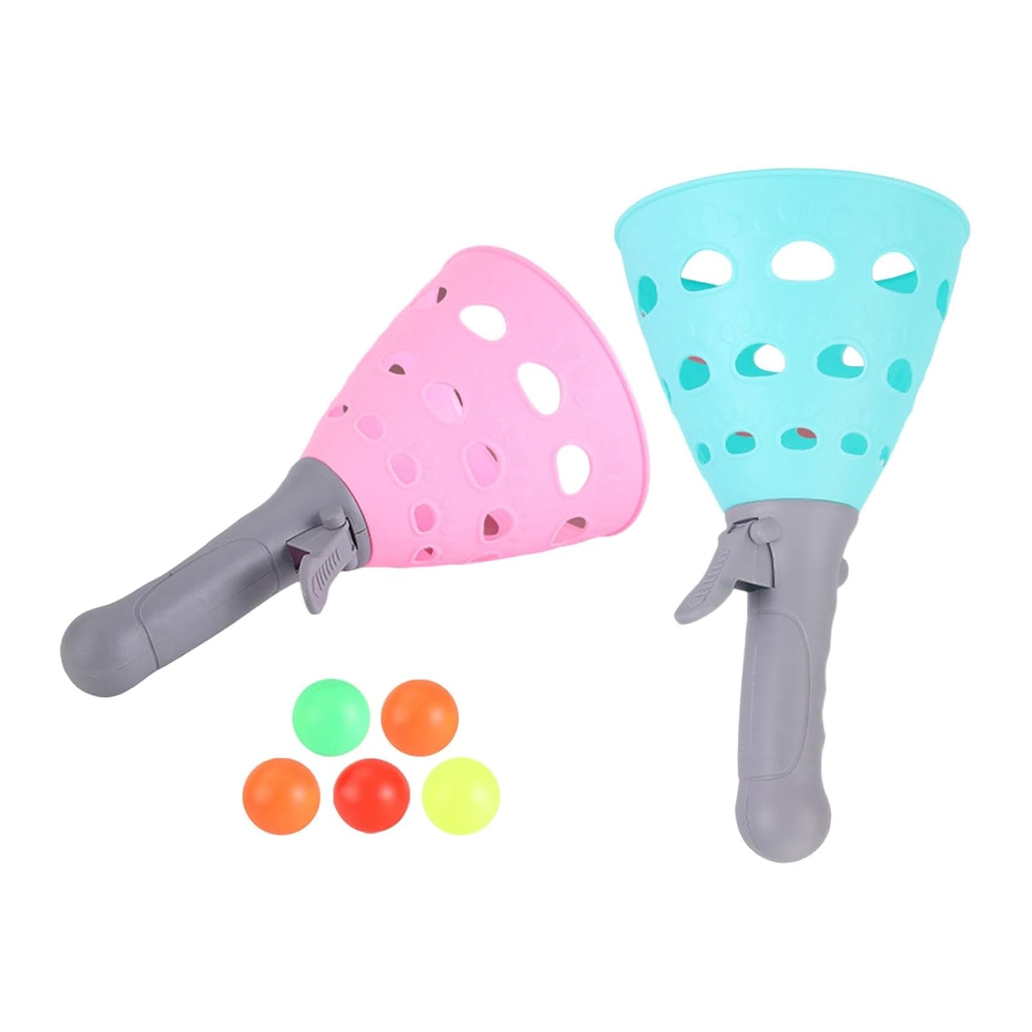 Catchero Wurfspiel Set mit Fangkorb | 2 Launcher & 4 Bälle | 22 cm Outdoor & Indoor Spiel