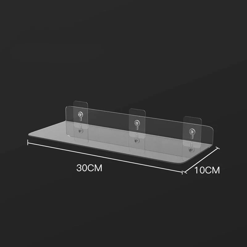 ClearEdge Living | Acrylic Wall Shelf | Transparent Floating Shelf for Bathroom, Kitchen & Living Room | 20–50 cm | Space-Saving Storage